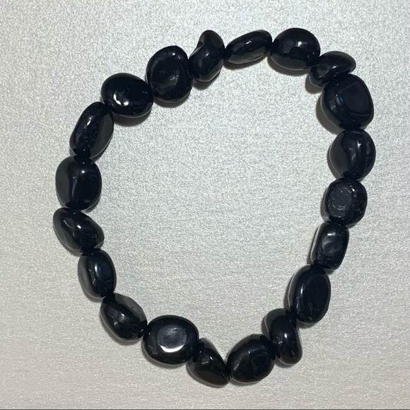 Shungite Nugget Bead Stretch Bracelet - Picture 3 of 6